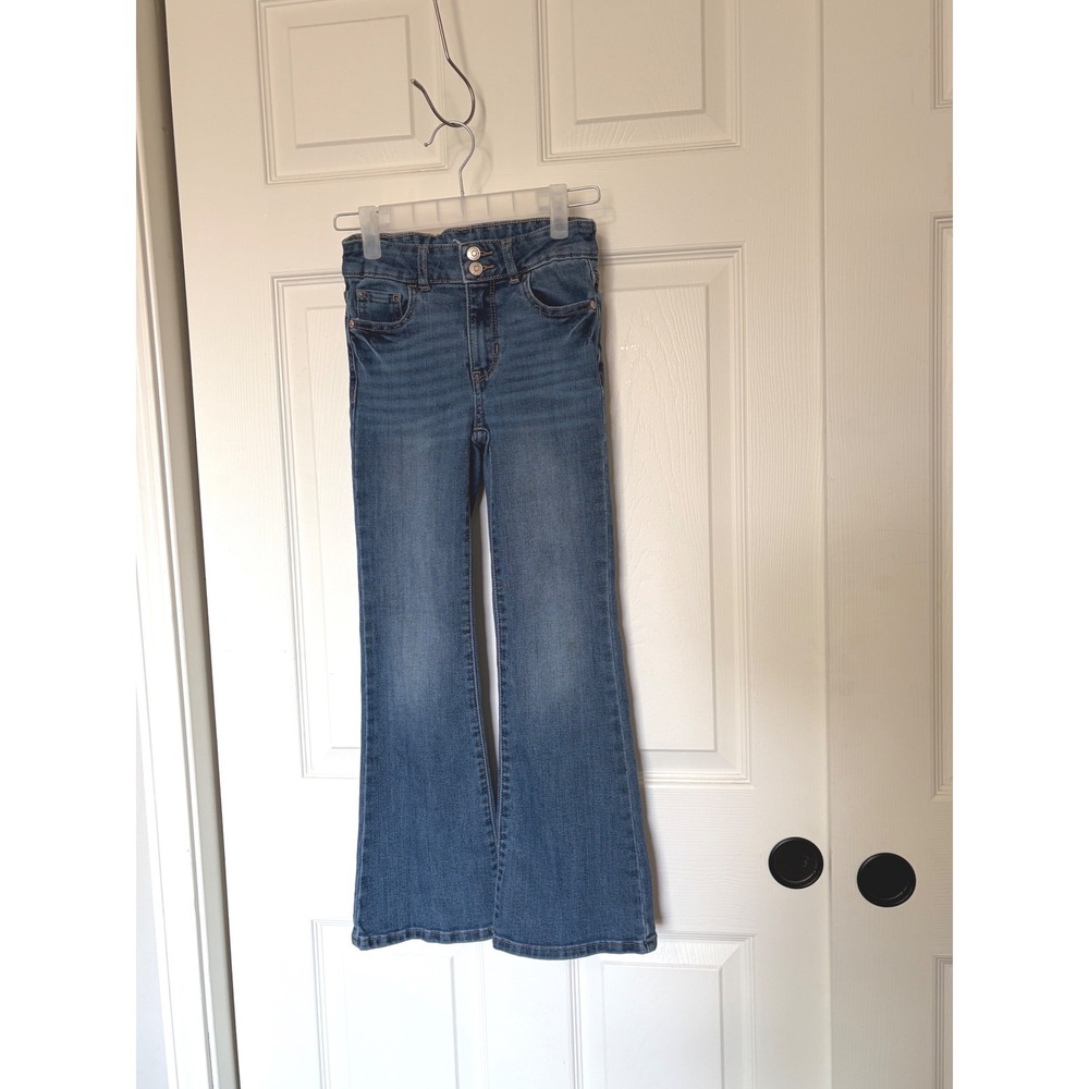 Jordache Girls Flare Jeans Medium Wash Denim Adjustable Waist Size 7